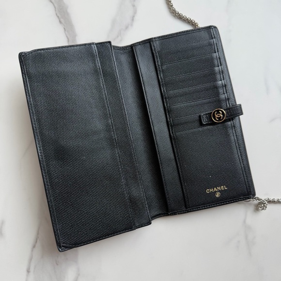 Authentic Chanel CC button continental wallet with chain - Picture 6 of 15